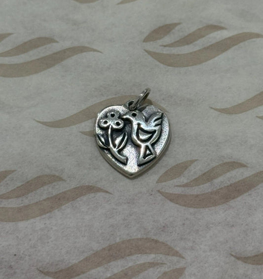 Pre-Owned James Avery Retired 70th Anniversary Sterling Silver Heart Bird Charm