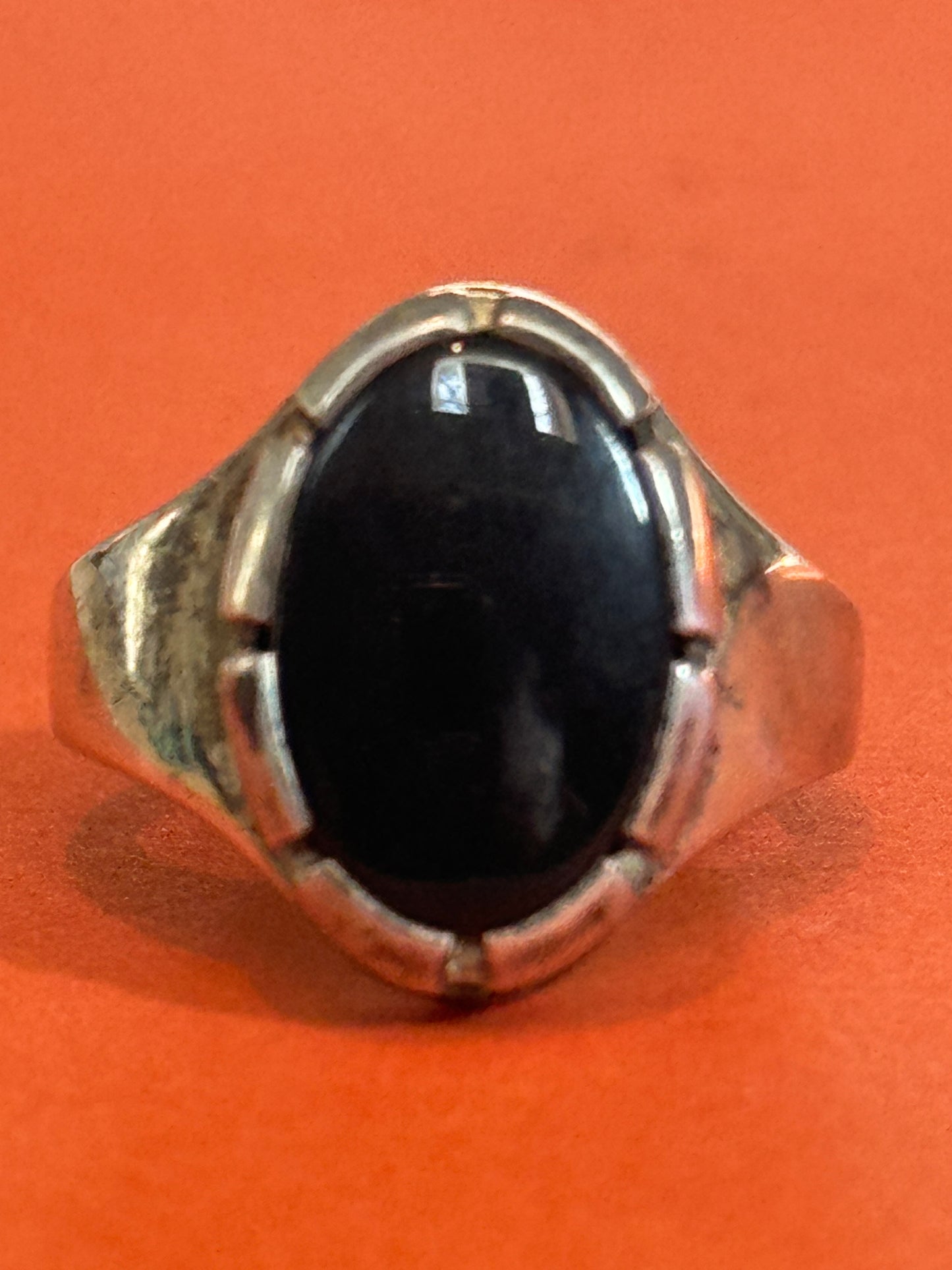 Pre Owned James Avery Retired Black Oval Onyx Ring Size 6.75