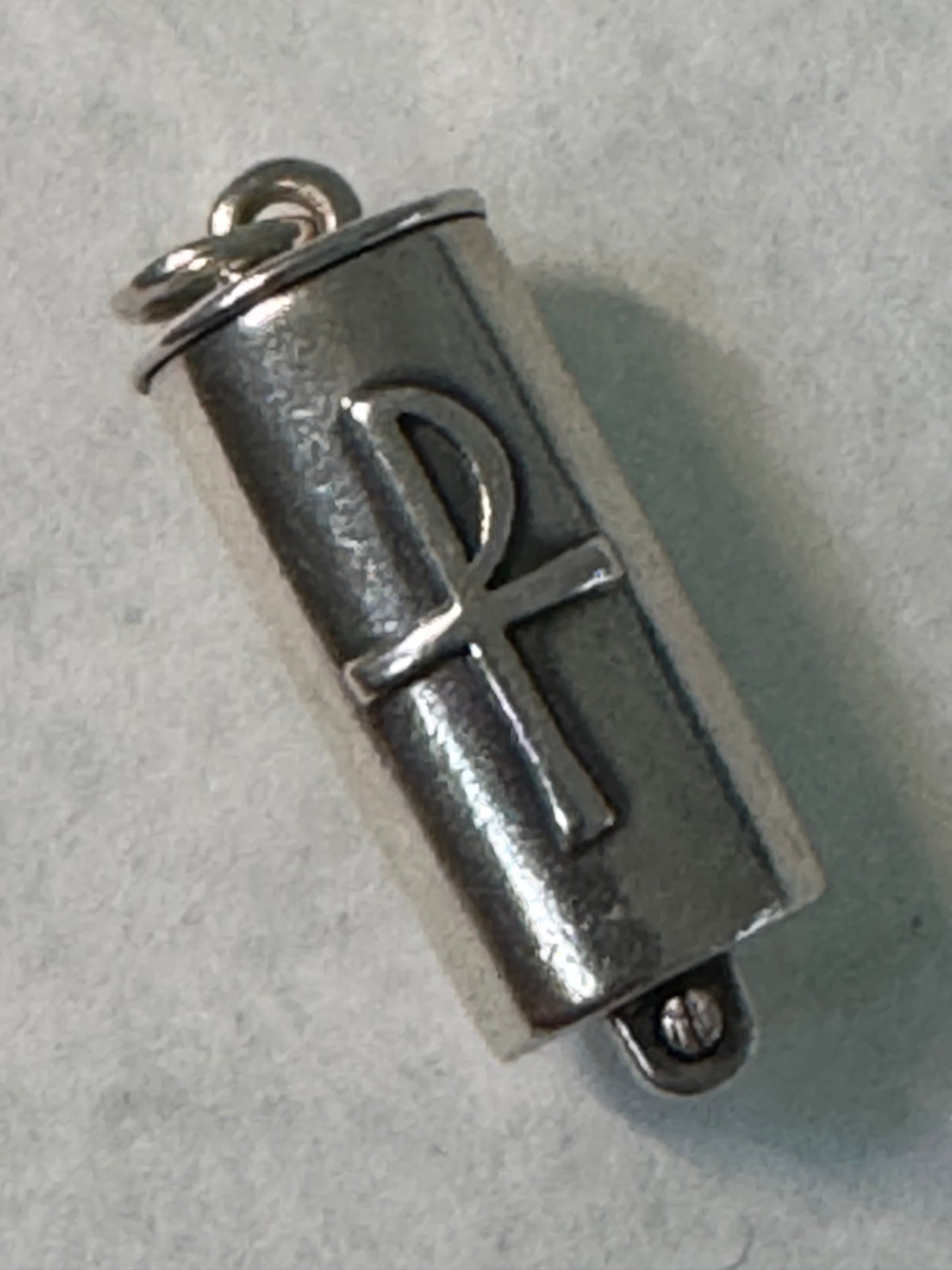 Pre Owned James Avery RETIRED RARE HTF Silver Alpha Omega Chi Rho Prayer Scroll Capsule