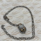 Pre-Owned James Avery Retired Sterling Silver & Bronze Owl Lock & Key Necklace