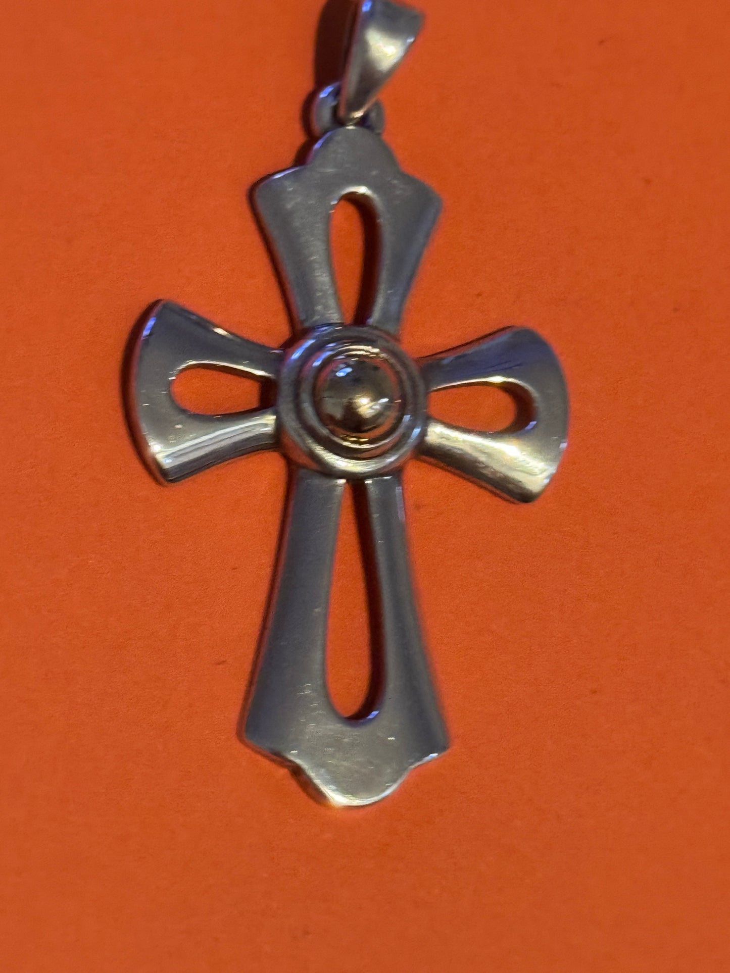 Pre Owned James Avery Retired Large Silver and 14k Gold Cross Pendant