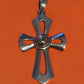 Pre Owned James Avery Retired Large Silver and 14k Gold Cross Pendant