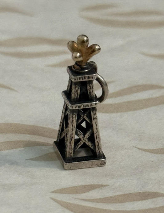 Brand New James Avery Retired Sterling Silver & 14k Oil Gusher Charm Brand New In Box