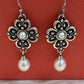 Pre-Owned James Avery Retired Sterling Silver Cross of Adoration Ear Hooks w/ Pearls
