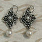 Pre-Owned James Avery Retired Sterling Silver Cross of Adoration Ear Hooks w/ Pearls