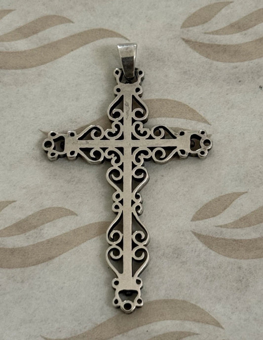 Pre-Owned James Avery Retired Sterling Silver Ornate Cross Pendant