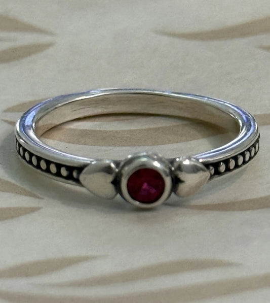 Pre-Owned James Avery RETIRED RARE Sweetheart Ring with Lab-Created Ruby Ring Size 5.5