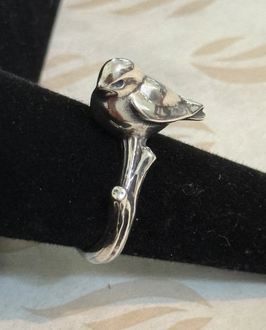 Pre-Owned James Avery Retired Sterling Silver  Bird on a Branch Ring Size 9