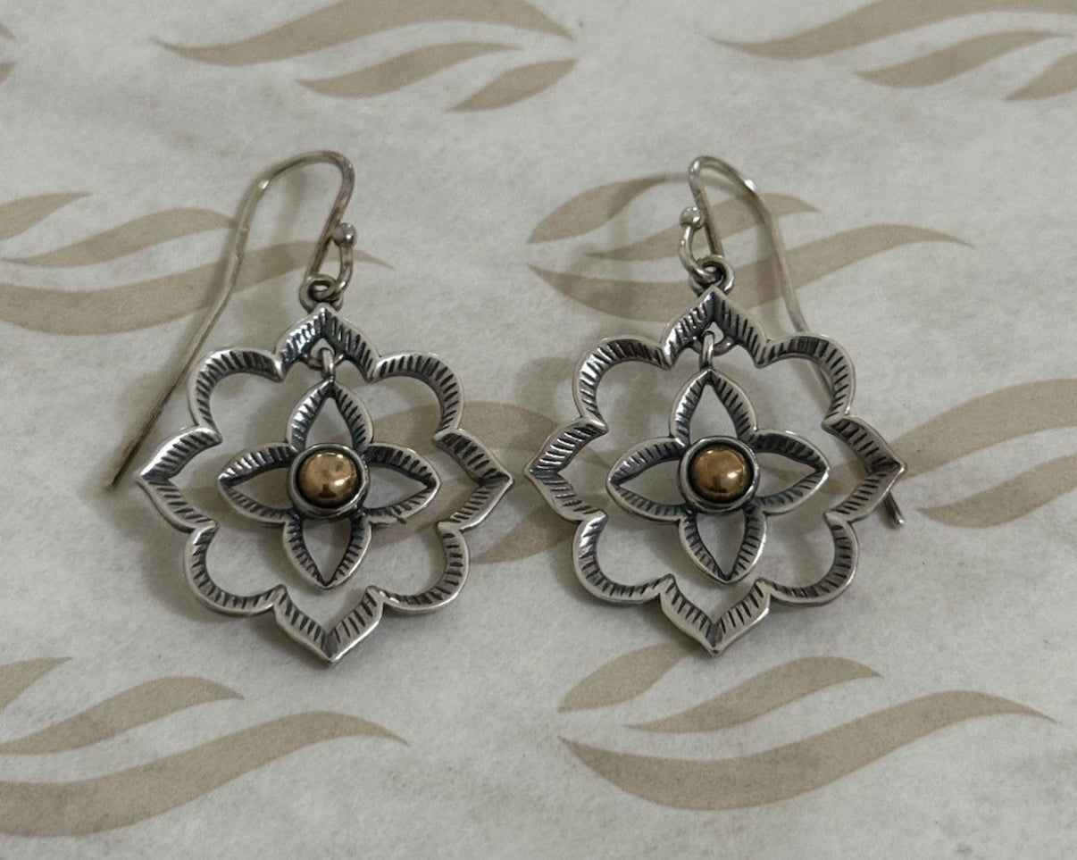 Pre-Owned James Avery Sterling Silver & Bronze Bella Rosa Ear Hooks