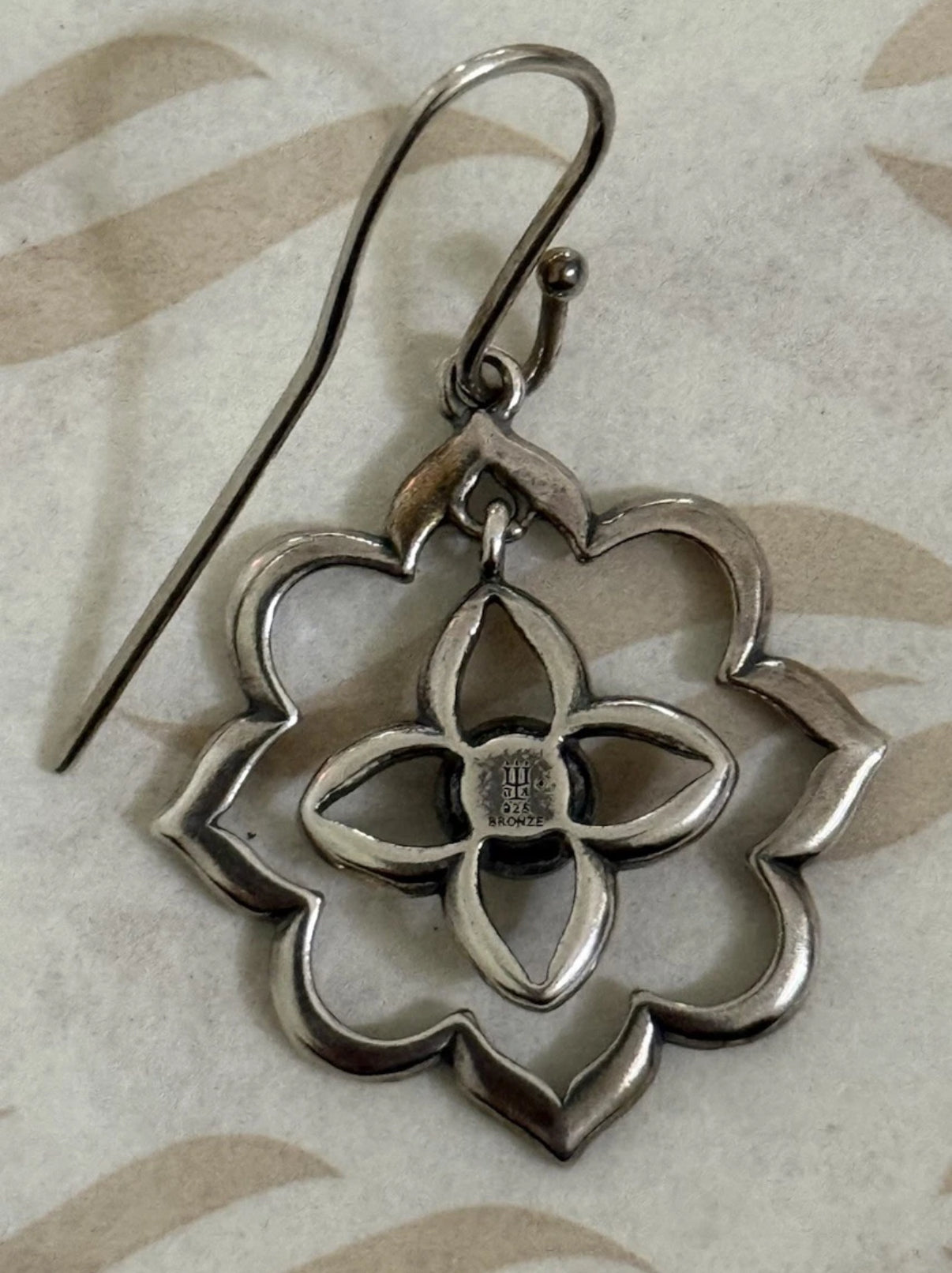 Pre-Owned James Avery Sterling Silver & Bronze Bella Rosa Ear Hooks