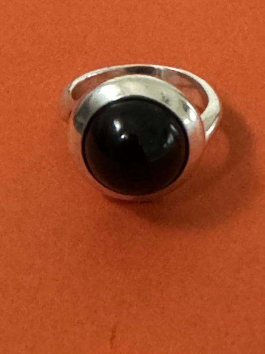 Pre Owned James Avery Retired RARE Silver And Black Round Onyx Cabochon Ring Size 7