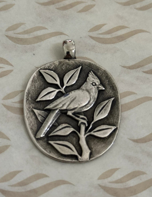 Pre-Owned James Avery Sterling Silver Retired Cardinal on Branch Pendant