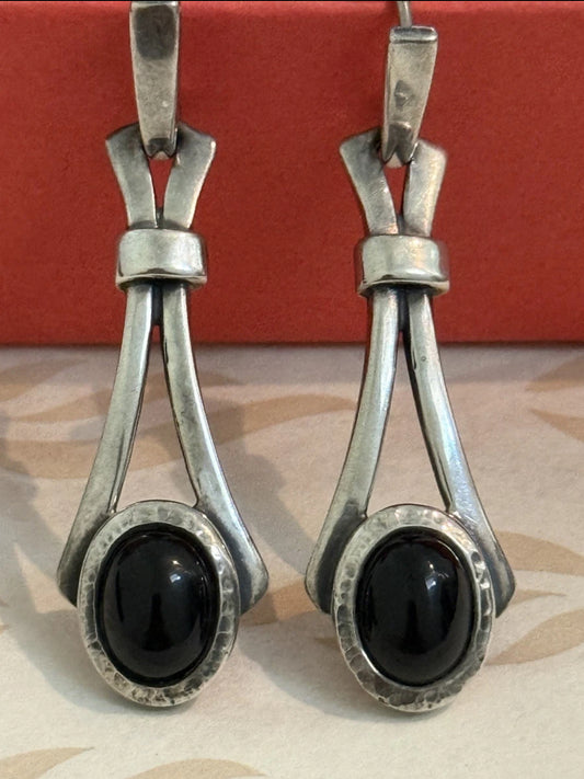 Pre-Owned James Avery Retired Sterling Silver & Onyx Dangle Earrings