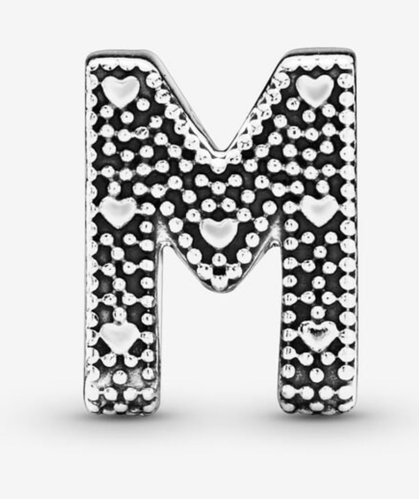 Pre Owned 925 Silver PANDORA M Initial Charm Slider