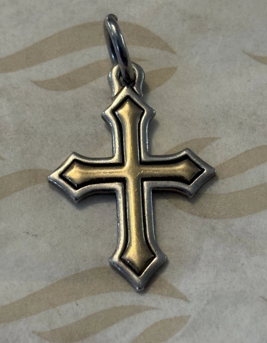 Pre-Owned James Avery Retired Sterling Silver & 18k Gold Passion Cross Pendant