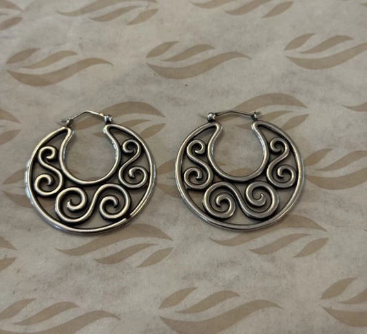 Pre-Owned James Avery Retired Sterling Silver Open Scroll Hoop Ear Hooks