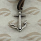 Pre-Owned James Avery Retired Sterling Silver Anchor Hook Leather 3” Bracelet