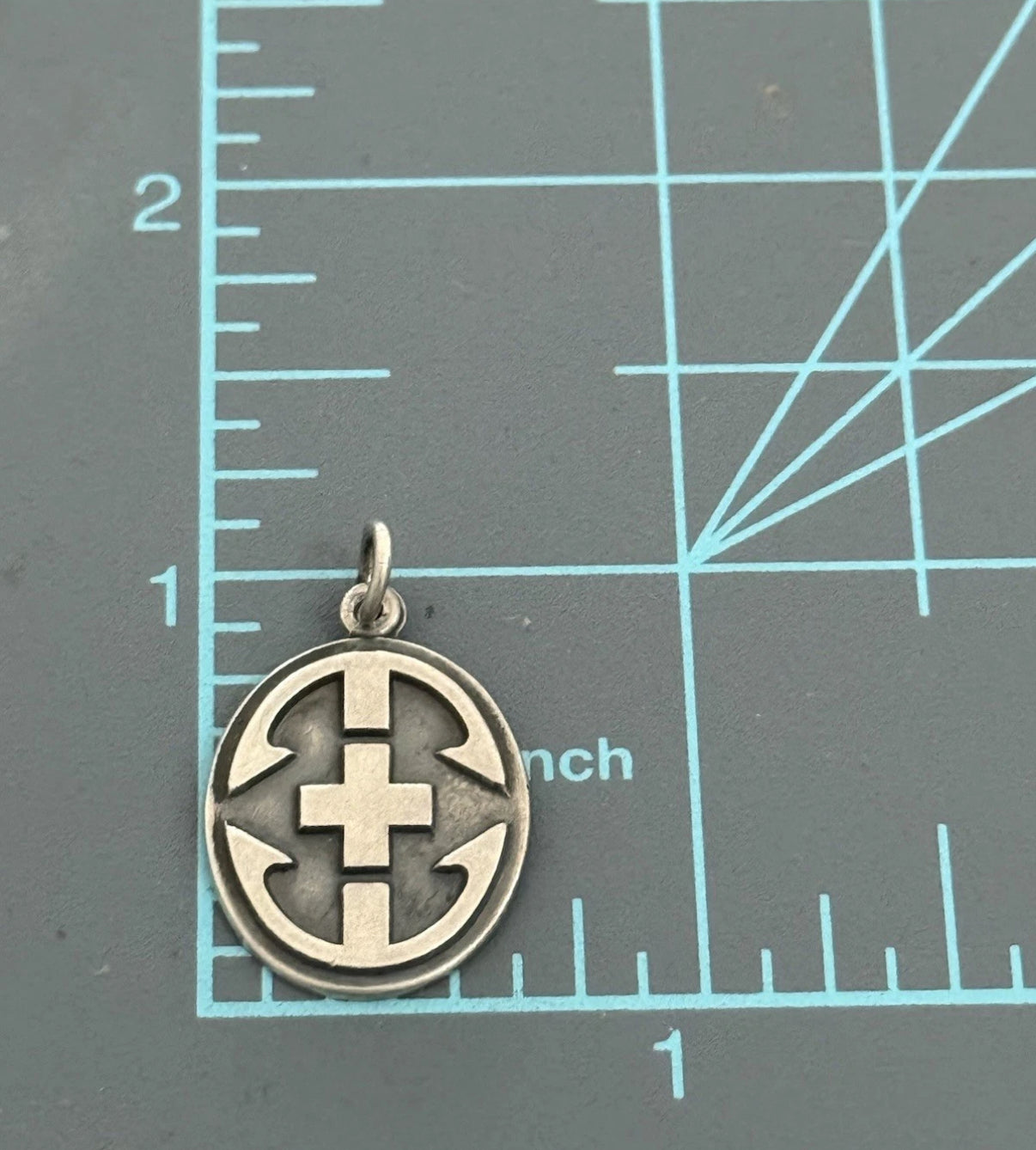 Pre-Owned James Avery Sterling Silver RARE RETIRED Cross & Double Anchor Pendant