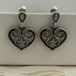 Pre-Owned James Avery Retired Sterling Silver French Heart Scroll Dangle Earrings
