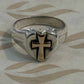 Pre-Owned James Avery Retired 14k Gold and Sterling Silver Heart With Cross Ring Size 7