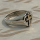 Pre-Owned James Avery Retired 14k Gold and Sterling Silver Heart With Cross Ring Size 7