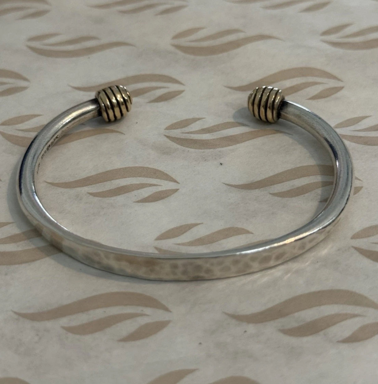 Pre-Owned James Avery Retired 14K Gold & 925 Sterling Silver Hammered Beehive Bracelet