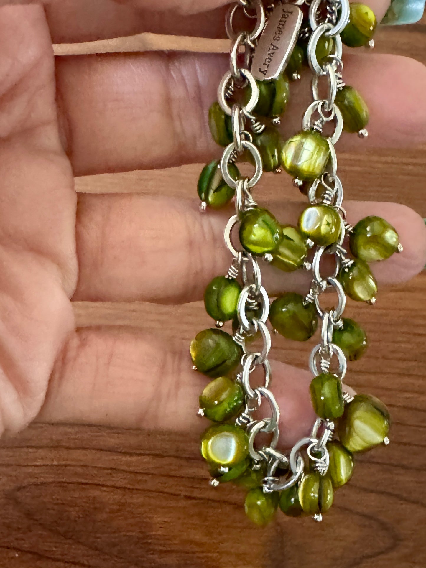 James Avery Silver Charm Bracelet Green Mother of Pearl Enhancer Charms Cha Cha Design