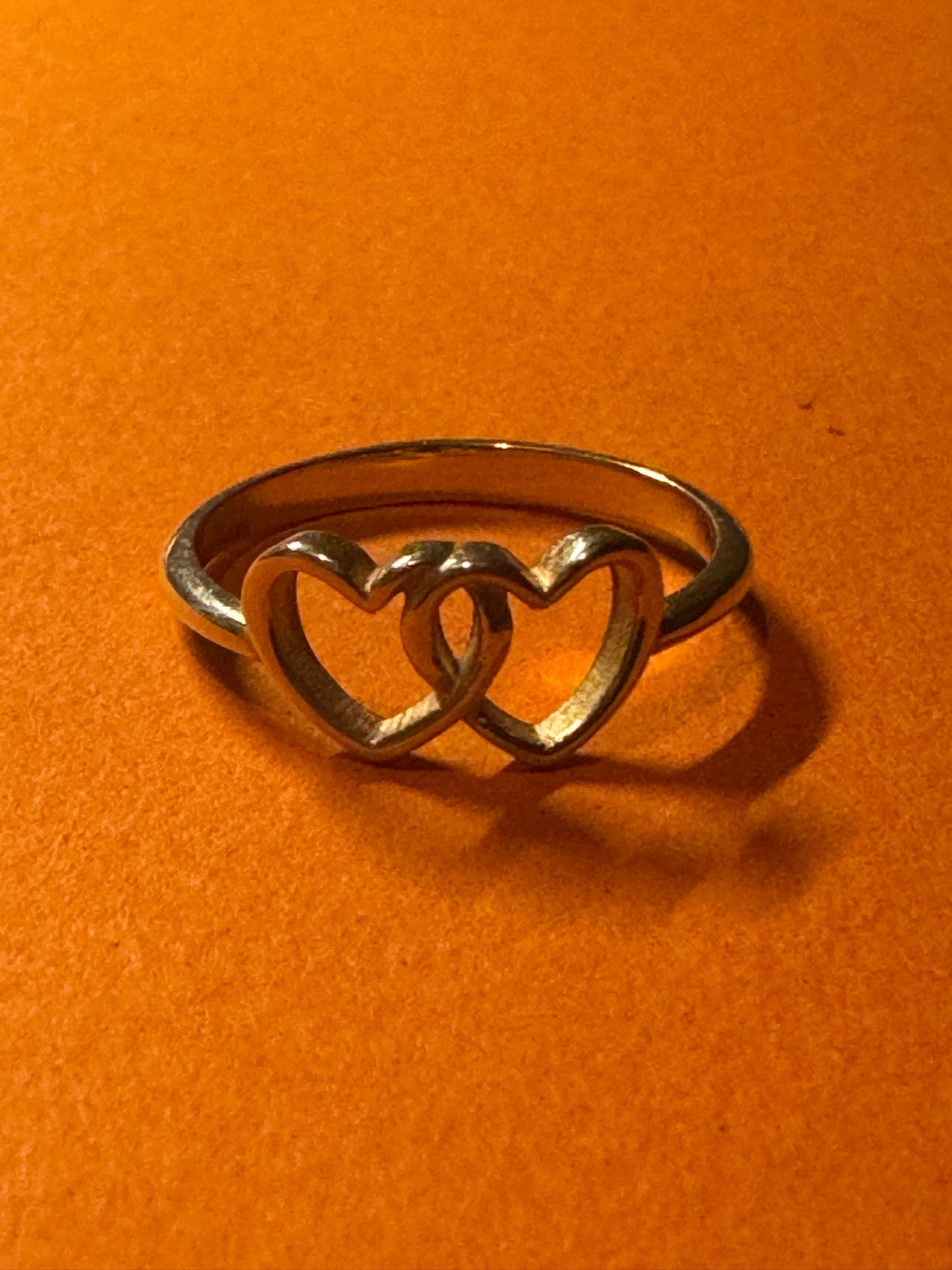 Pre Owned James Avery 14k Gold Two Hearts Connected Ring Size 8.5