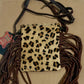 Brand New Leather American Darling Fringe Leopard Print Crossbody Purse