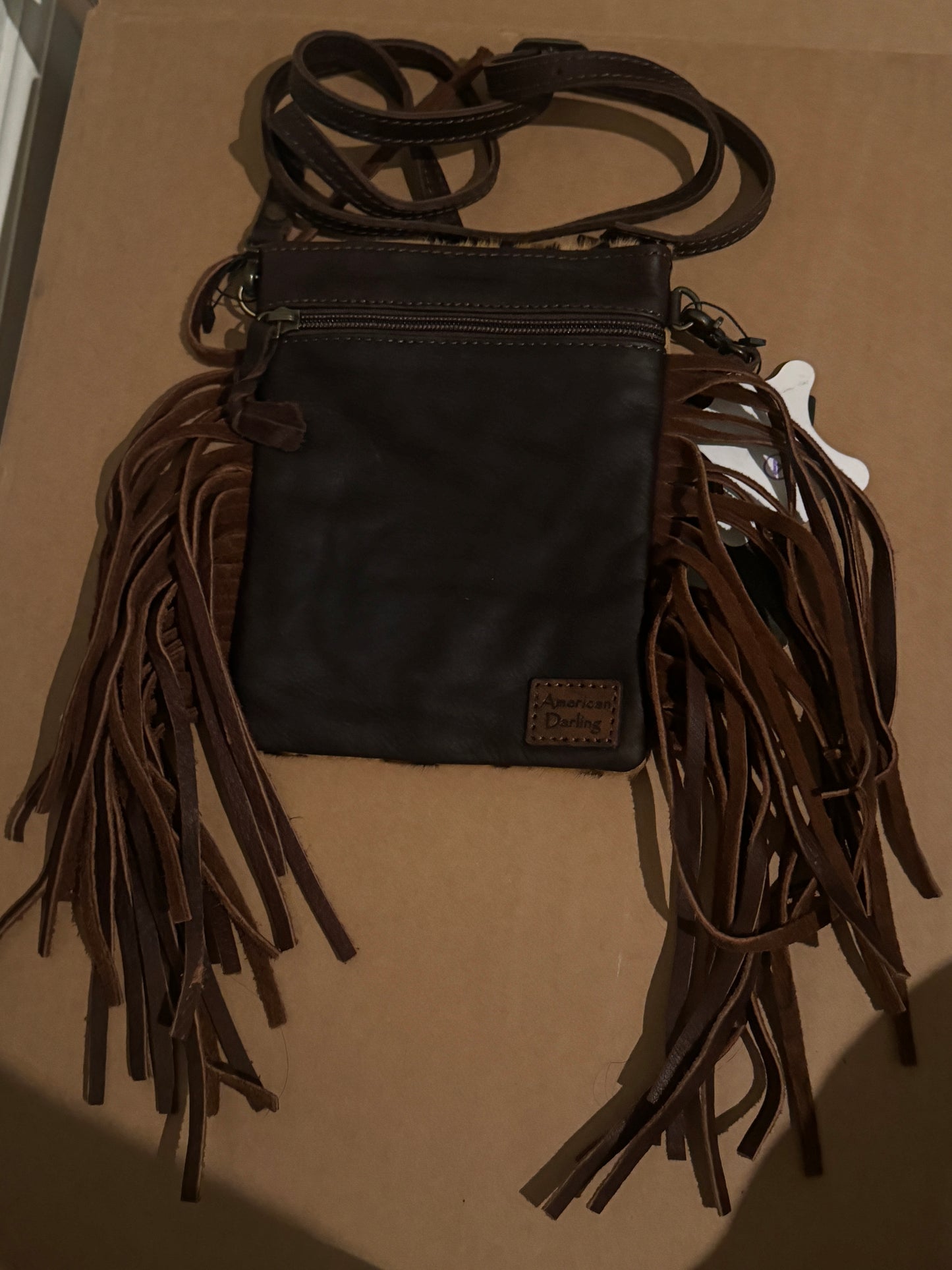 Brand New Leather American Darling Fringe Leopard Print Crossbody Purse