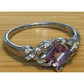 Sterling Silver Amethyst Princess Cut Ring Purple Gemstone Ring Size 9.5