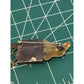 Mary Lucuk Sterling Silver Brass Face Brooch Artisan Modernist Pin Blue Cabachon