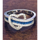 Brand New Exotic Heart Blue Sapphire CZ Sterling Silver Ring Size 7.5