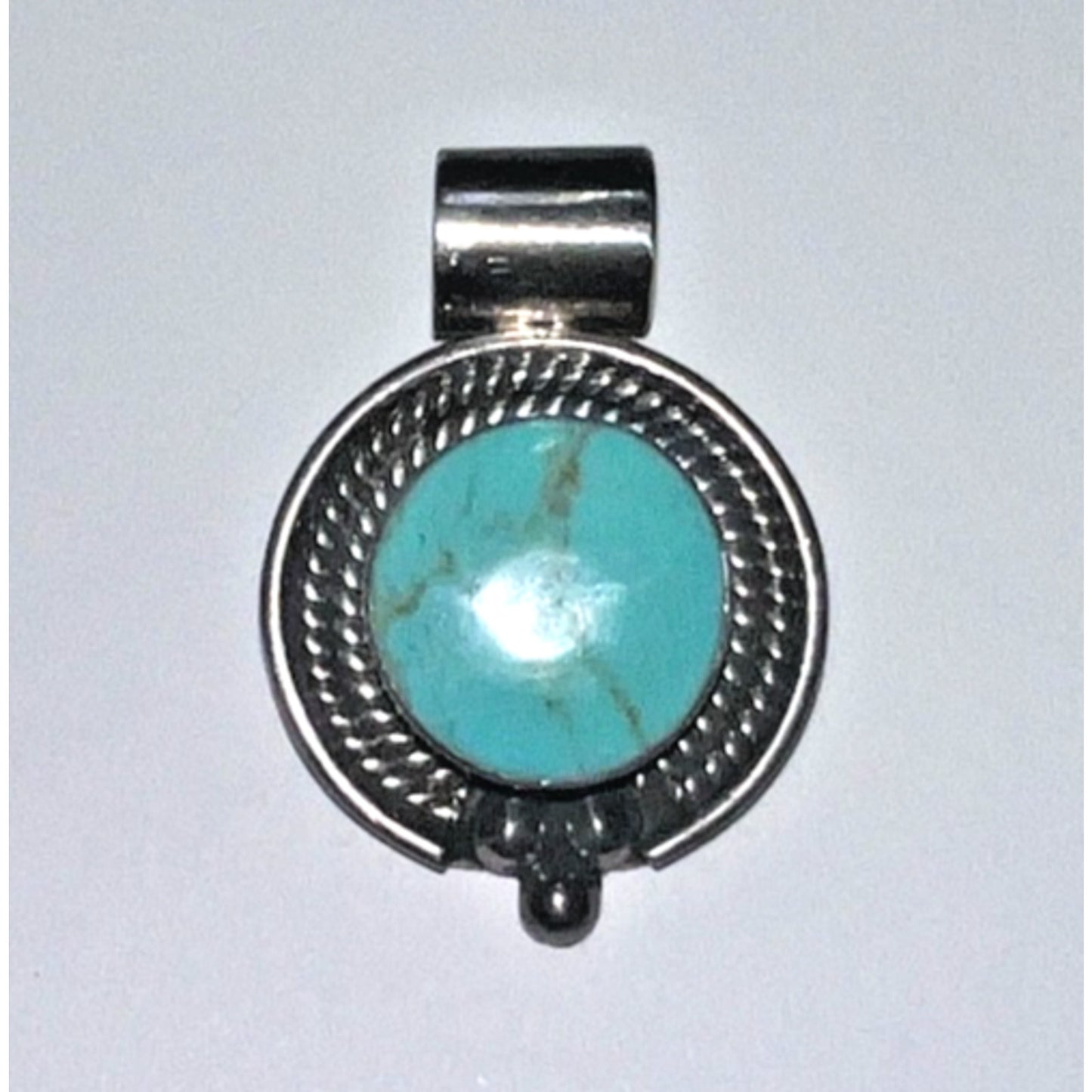 Vintage Mexican Sterling Silver ATI 925 Pendant with Kingman Turquoise