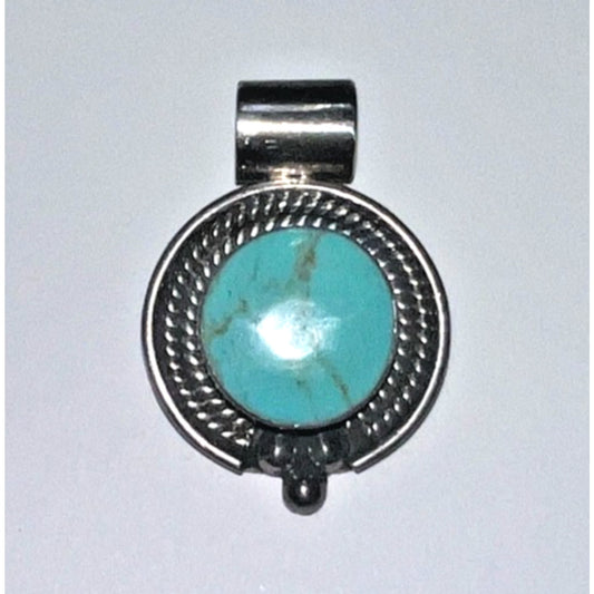 Vintage Mexican Sterling Silver ATI 925 Pendant with Kingman Turquoise