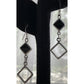 Vintage VC Sterling Silver Black Onyx Square Open Geometric Dangle Drop Earrings