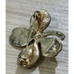 Vintage Green Enamel Shamrock Four Leaf Clover With Pearl Lucky Pin Brooch