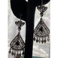 Vintage Sterling Silver Filigree Black Onyx Chandelier Earrings