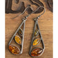 Sterling Silver Baltic Amber Dangle Drop Earrings Modern 1.5”