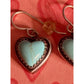 Vintage Sterling Silver 925 Turquoise Heart Dangle Earrings Artisan Southwest 5g
