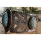 Vintage Taxco Mexico 925 Sterling Silver Turquoise Cuff Bracelet 38g