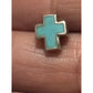 Vintage Sterling Silver Turquoise Cross Stud Earrings Southwestern Zuni Style Inlay 3/8”