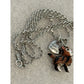 Vintage Calico Cat Enameled Moving Tail And Legs 925 Necklace 21”