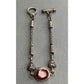 Vintage Sterling Silver Red Gemstone Bracelet Bali Style Toggle 19g