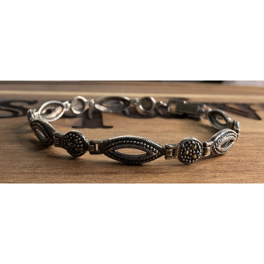 Vintage Art Deco Sterling Silver Marcasite Bracelet