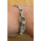 925 Sterling Silver Moissanite Link Bracelet 7.75” Pave Teardrop Circle 17g