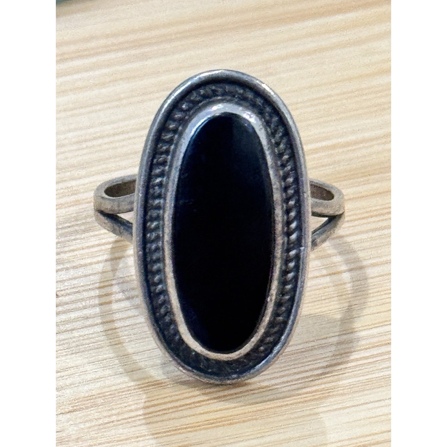 Vintage Native American Sterling Silver Black Onyx Ring Size 8.5 Signed Handmade