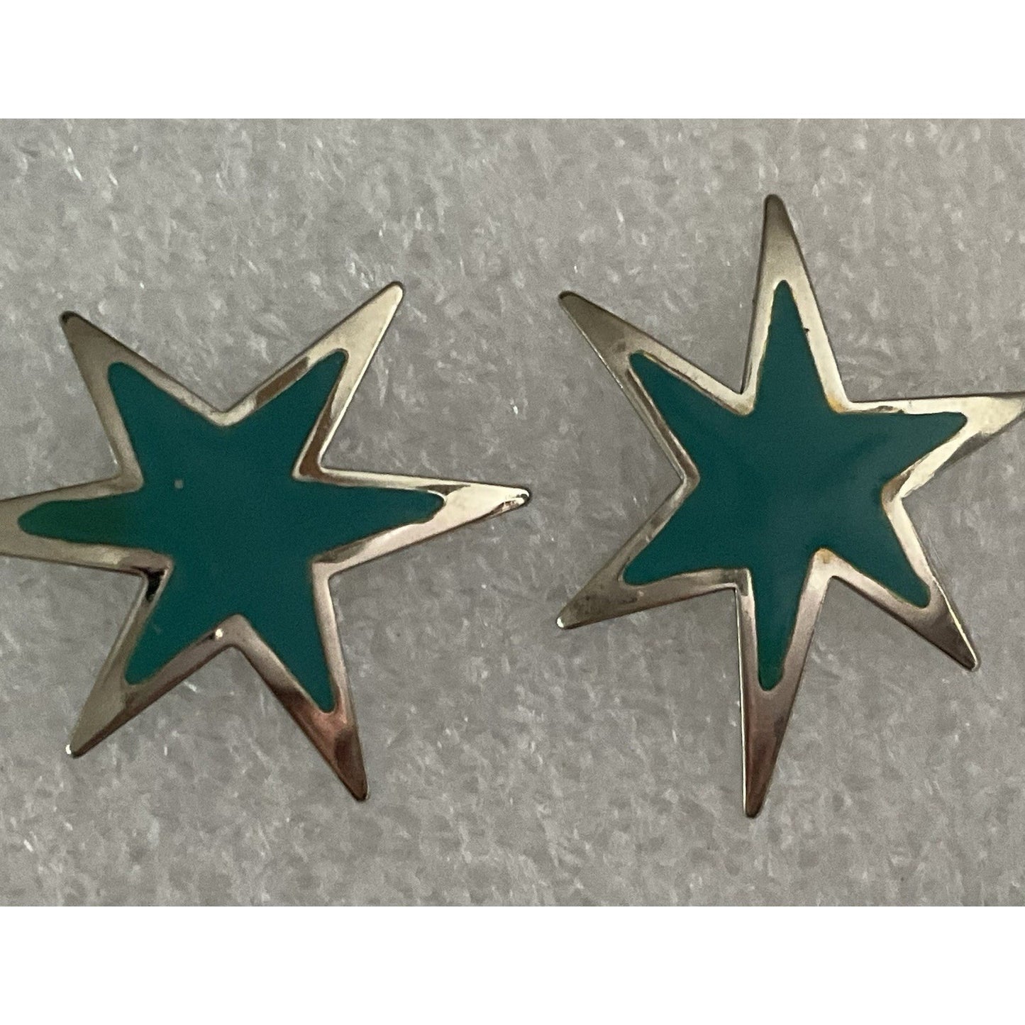 Turquoise Star Earrings Silver Tone Celestial Statement Stud Earrings Boho