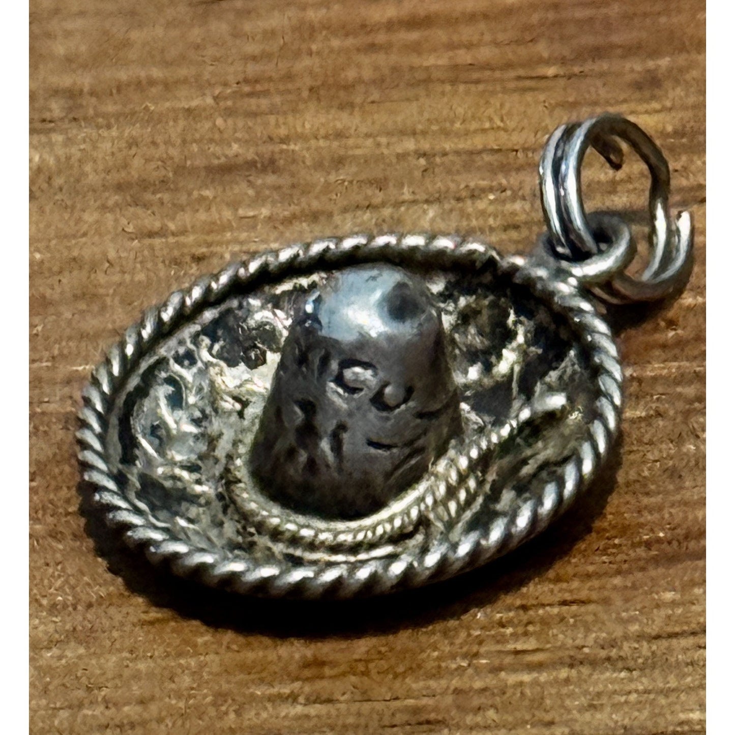 Vintage Mexico 925 Sterling Silver Sombrero Hat Charm Eagle Mark Pendant