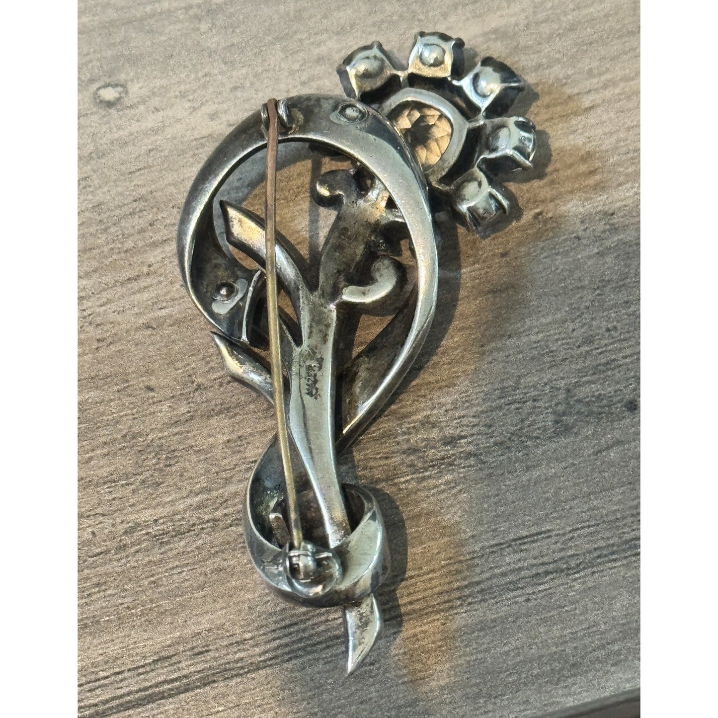 Vintage Mazer Sterling Silver Rhinestone Flower Brooch 3” 30’s - 40s’ WWII 34 gr